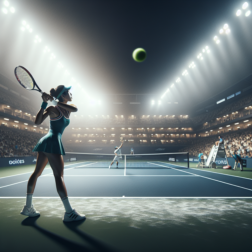 Динамичный теннис: подача и форхенд на ночном корте, форма конца сезона